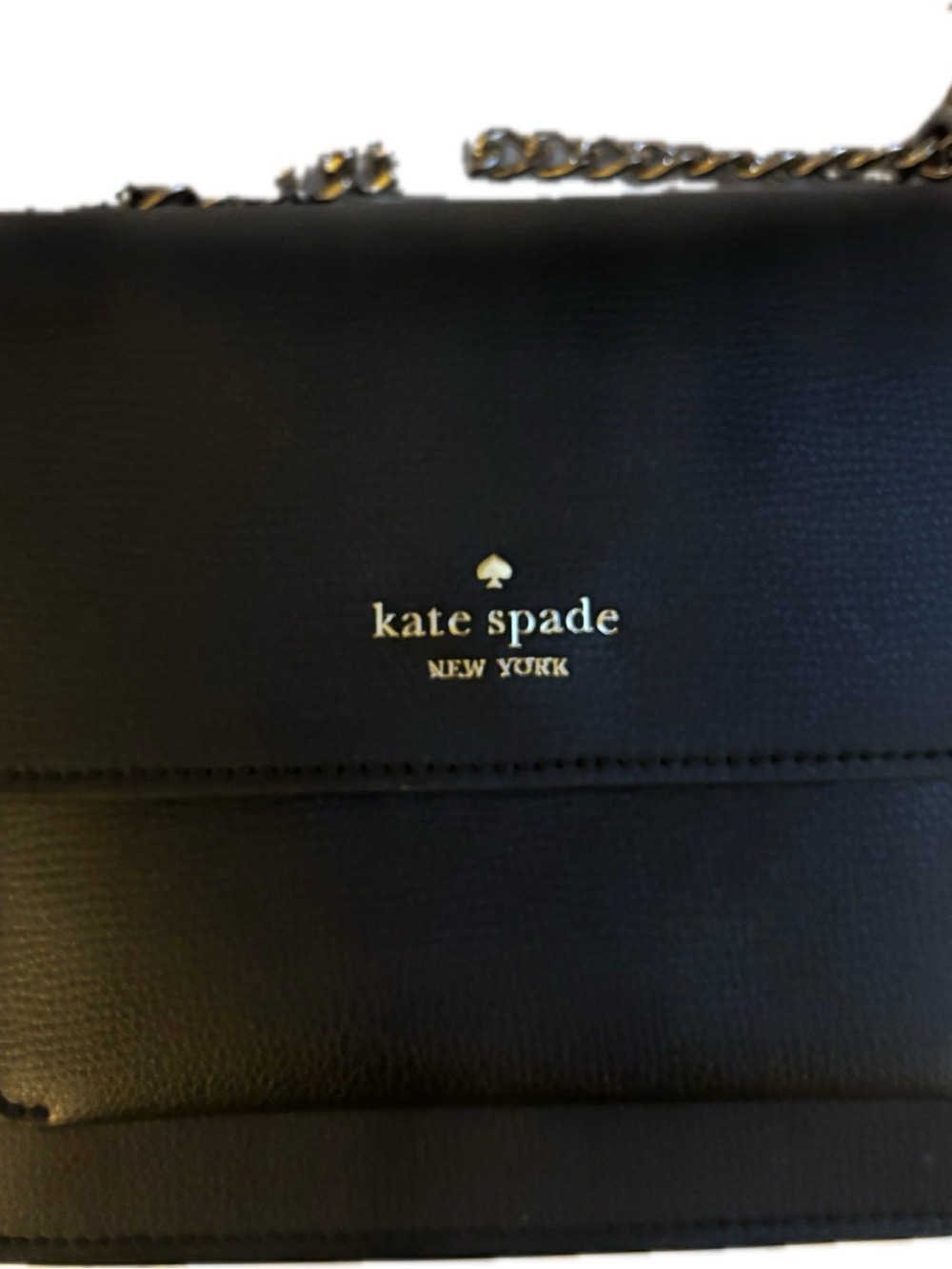 kate spade Remi Flap Black Leather Crossbody with Gold Chain Strap - Picture 10 of 12